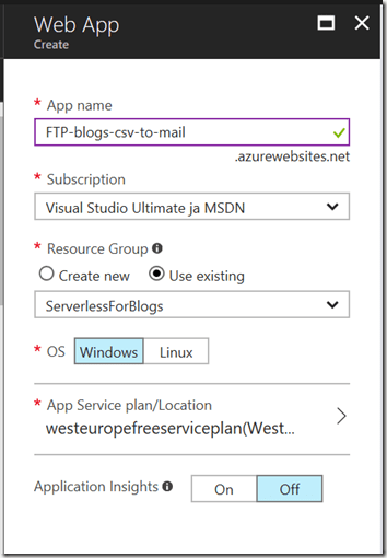 AZUREportal Ent Integration and LogicApp create 7 blogs-csv-to-email create FTP webapp