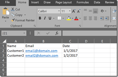 AZUREportal Ent Integration and LogicApp create 9 blogs-csv-to-email save this excel to csv file as LogicAppData